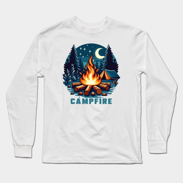 Campfire Long Sleeve T-Shirt by Mpd Art